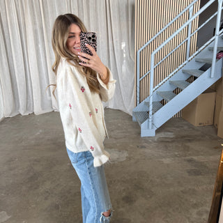 Rüschen Strickjacke Flowers