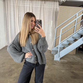 Chunky Strickjacke - Dunkelgrau