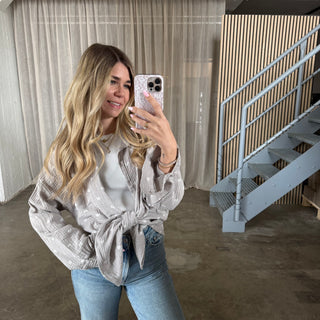 Musselinbluse Hearts - Grau