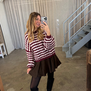 Pops Pulli Stripes - Bordeaux