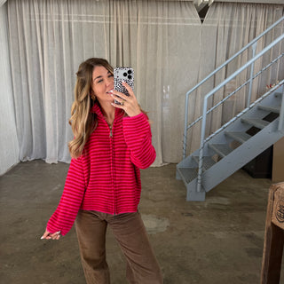 Zipp Jacke Mia - Rot x Neon Pink