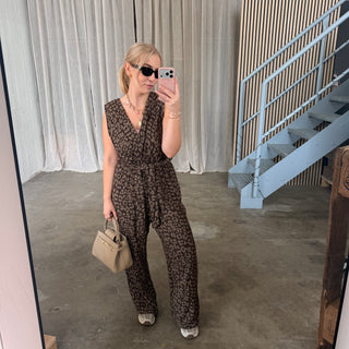 Musselin Jumpsuit Bella - Leo Espresso