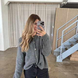 Basic Strickjacke - Grau