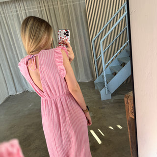 Musselinkleid Rosie - Small Stripes Rosa