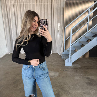 Sheer Longsleeve - Schwarz