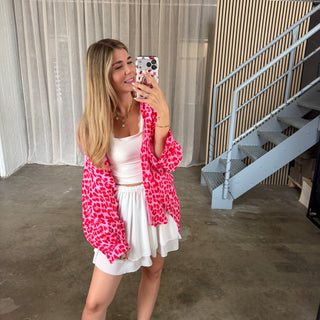 Oversize Musselinbluse Big Leo - Rosa x Rot