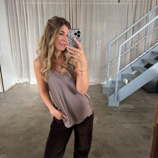 Shiny Top - Taupe