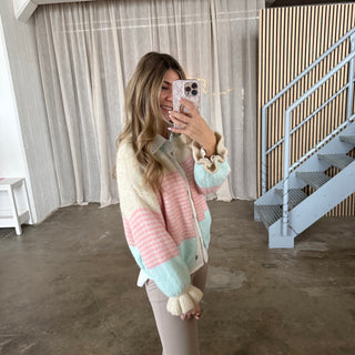 Cute Stripes Strickjacke 2.0 - Rosa x Babyblau
