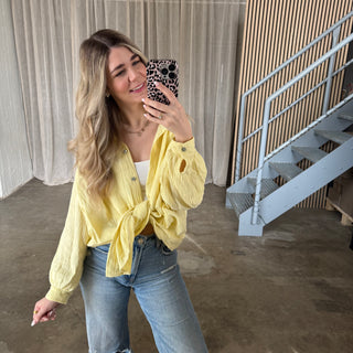 Oversize Musselinbluse - Butter Yellow