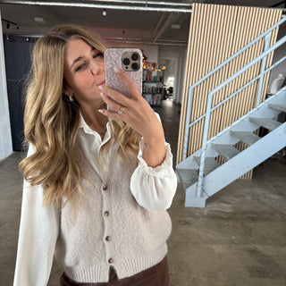 Stoff Pullunder / Weste - Creme