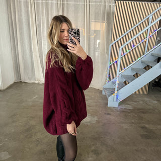 Tangled Oversized Pulli - Bordeaux