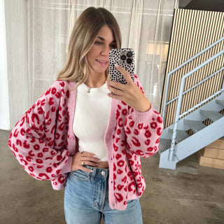 Leo Strickjacke - Rosa x Rot
