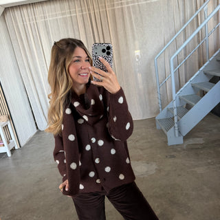 Strickjacke Pippa - Espresso (inkl. Schal)