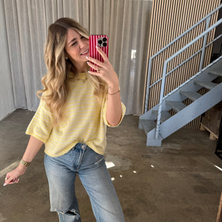 Strickshirt Small Stripes - Butter Yellow x Creme