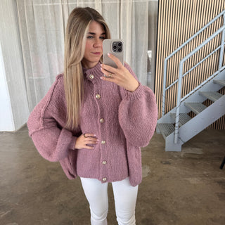 Oversized Strickjacke - Pflaume