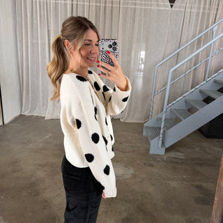 Strickjacke Dora Dots - Creme x Schwarz