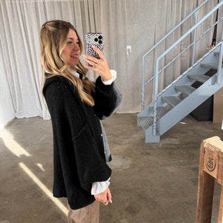 Oversized Strickjacke - Schwarz