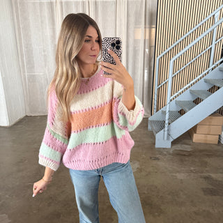 Short Pulli Stripes & Colours - Mint x Rosa