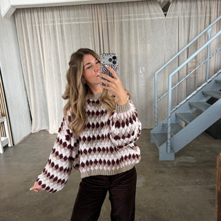 Pops Pulli - Bordeaux x Weiß