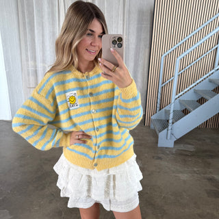 Smile Strickjacke - Butteryellow x Blau
