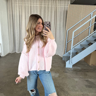 Chunky Strickjacke - Babyrosa