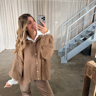 Oversized Strickjacke - Camel
