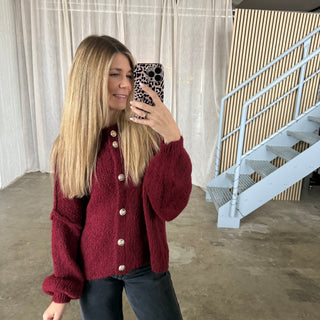 Chunky Strickjacke - Bordeaux