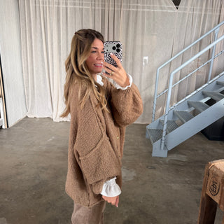 Oversized Strickjacke - Camel