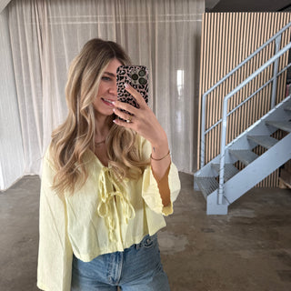 Leinen Bluse Shorty - Butter Yellow