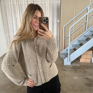 Strickjacke Little Squares - Beige