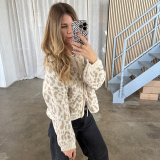 Leo Strickjacke Schleifen - Creme