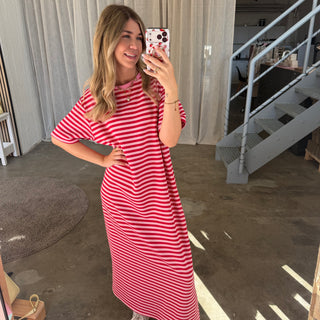Oversize Kleid Molly - Rosa x Rot | TALL