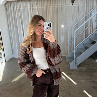 Strickjacke Lima - Taupe x Braun