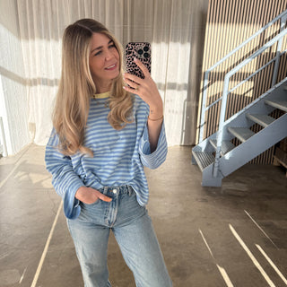 Oversize Longsleeve Stripes -  Blau