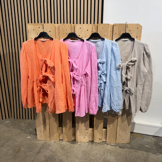 Musselinbluse Big Bow