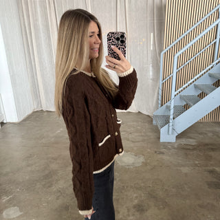 Strickjacke Tangled - Braun x Creme