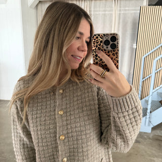 Strickjacke Little Squares - Beige