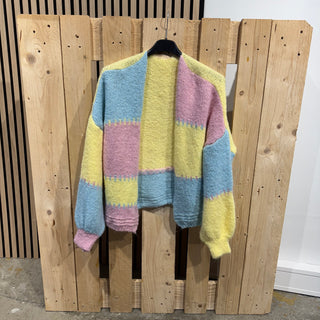 Strickjacke Karos Yellow Blue