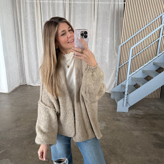 Chunky Oversize Strickjacke - Beige