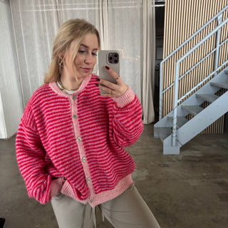 Cute Lines Strickjacke - Rosa x Rot