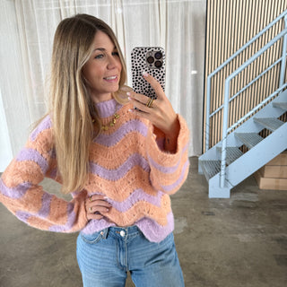 Pullover Soft Waves - Flieder x Peach