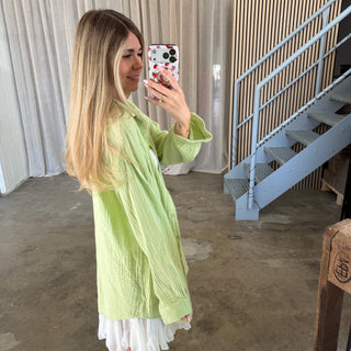 Oversize Musselinbluse - Lime