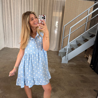 Musselinkleid Milli - Dots Hellblau