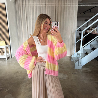 Strickjacke Lima - Rosa x Butter Yellow