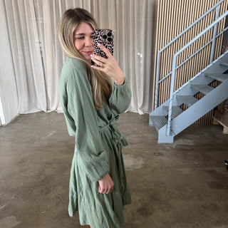 Musselinkleid Luna - Olive
