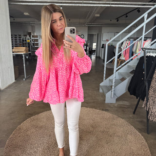 Musselinoberteil Neon Leo - Pink