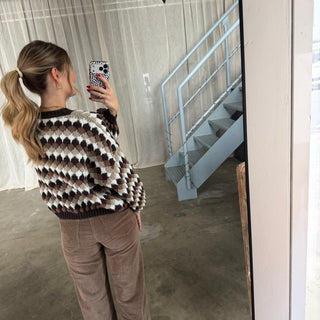 Pops Strickjacke - Braun x Weiß