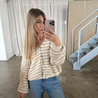 Stripes Strickjacke - Creme x Beige