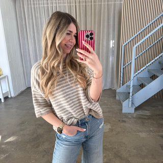 Strickshirt Small Stripes - Beige x Creme