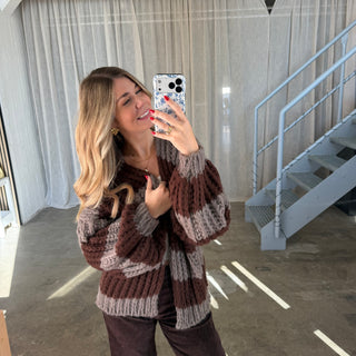 Strickjacke Lima - Taupe x Braun